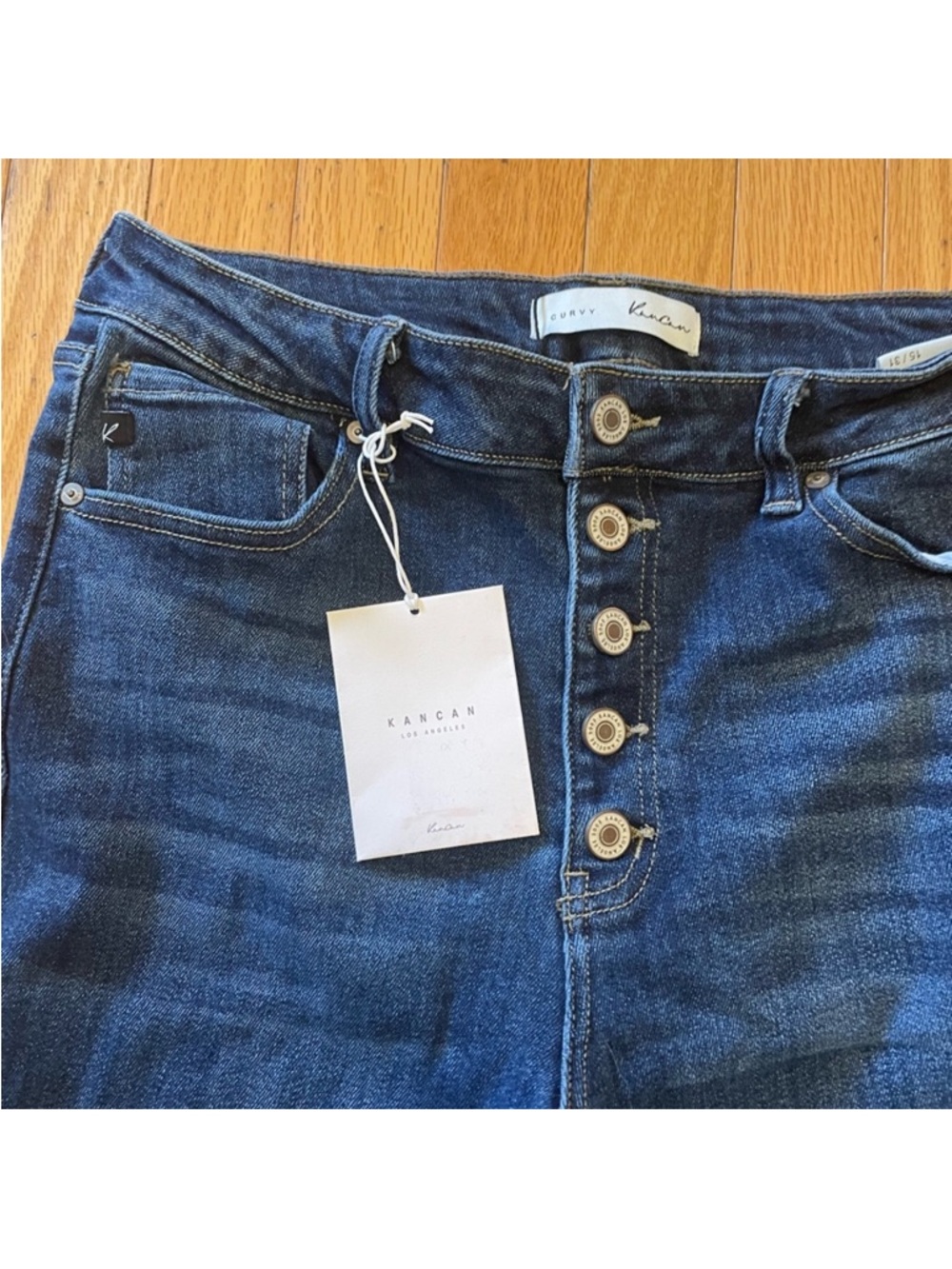 Dark Blue High-Rise Button-Fly Skinny Jeans - Women - Picture 6 of 8